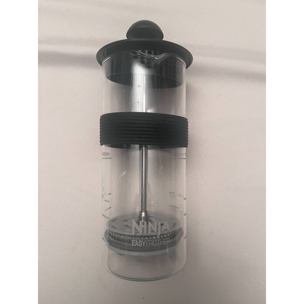 Ninja Coffee Bar Easy Milk Frother- Glass Black Lid BPA Free 6 oz Capacity h29x